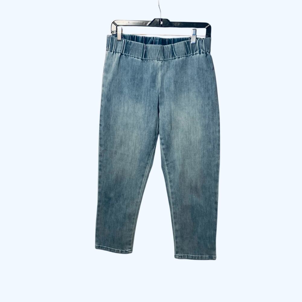 Soft Surroundings Womens PM Denim Light Wash Pull On Capri Jeans Stretchy
